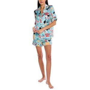 Karen Mabon Womens  2Pc Pajama Top & Short Set, Blue